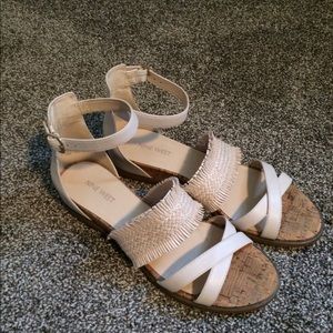Nine West Cream Leather Sandals